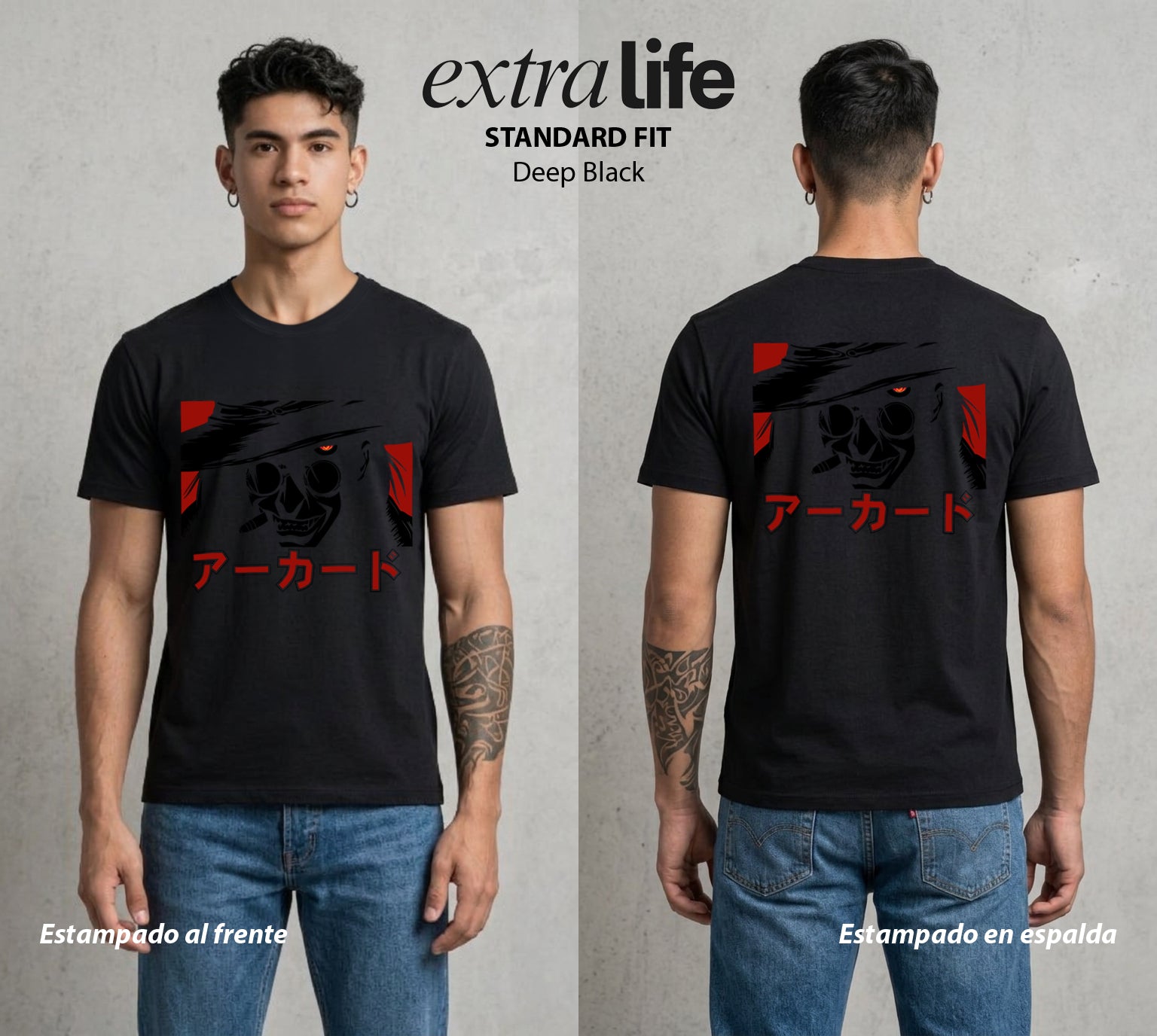 La Organizacion Oscura | El Inmortal del Servicio #01641 - Playera Standard Fit | Deep Black - Foto en modelo