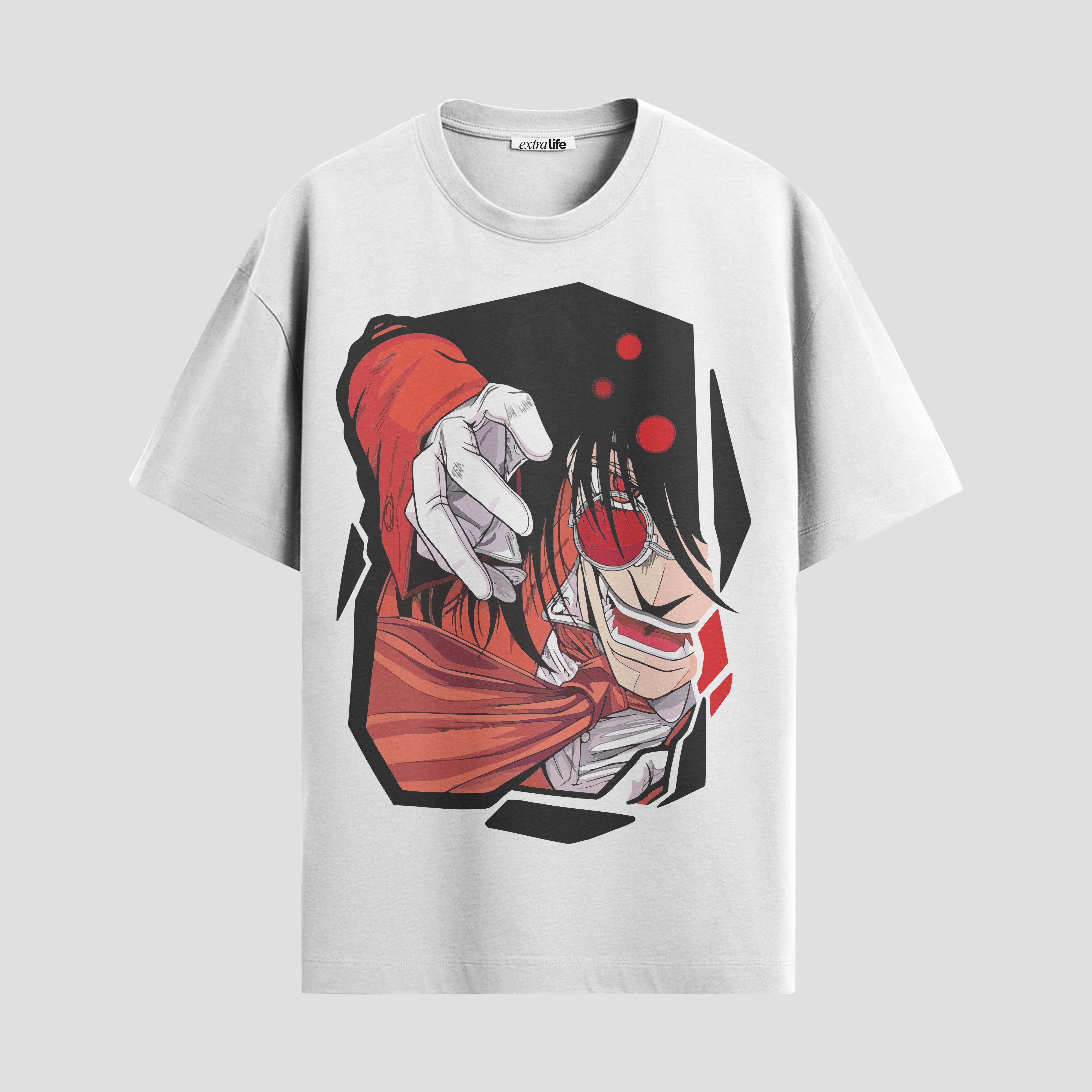 Playera urbana de anime y gaming ExtraLife MX, corte Standard Fit unisex ligero y transpirable en color Deep Black y Pure White, ropa de uso diario para gym y casual.