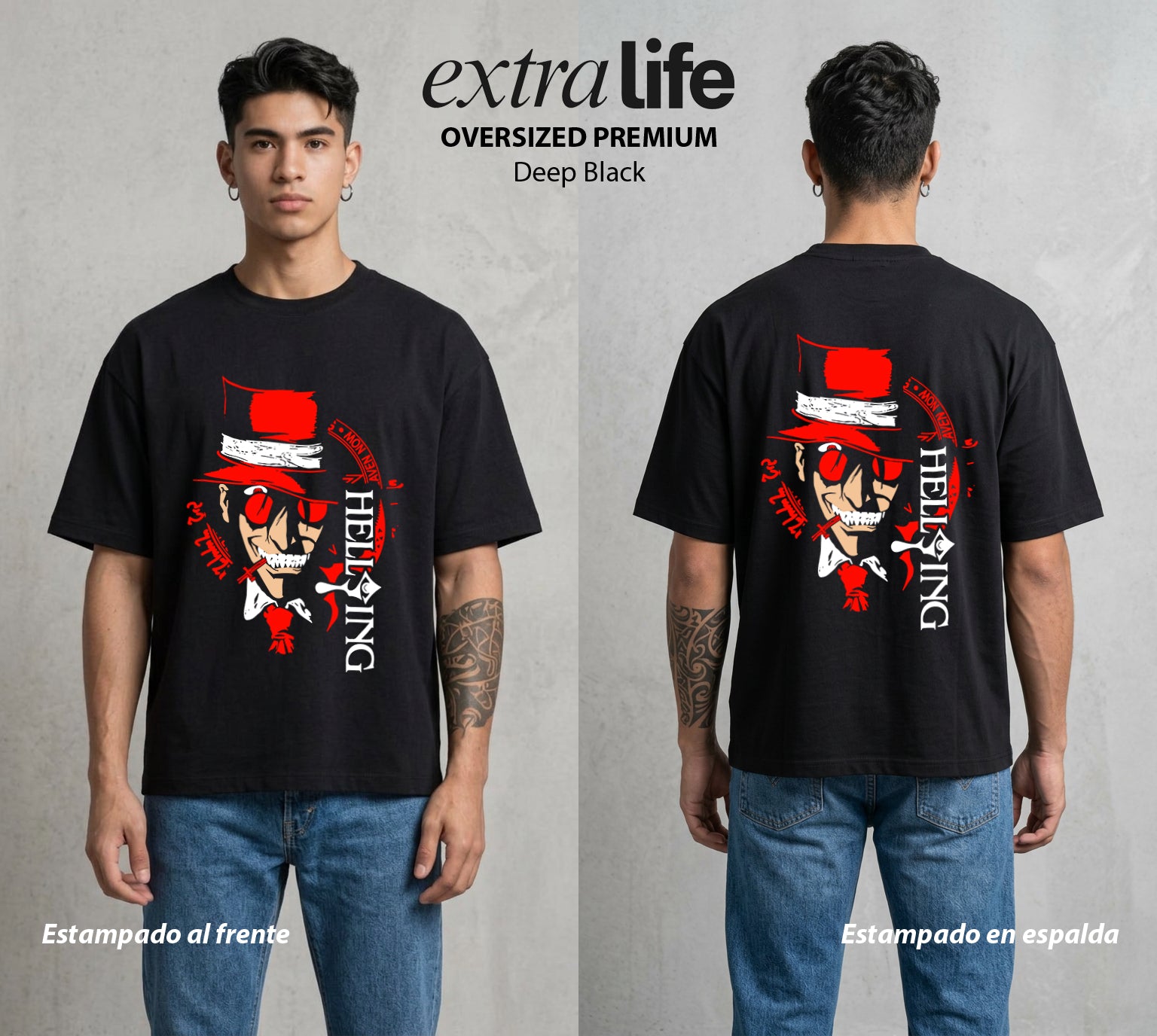 La Organizacion Oscura | El Poder de la Noche #01644 - Playera Oversized Premium | Deep Black - Foto en modelo