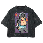 Playera streetwear premium de anime y gaming ExtraLife MX, corte boxy deluxe mineral wash heavyweight en color Acid Wash, moda urbana mexicana de culto.
