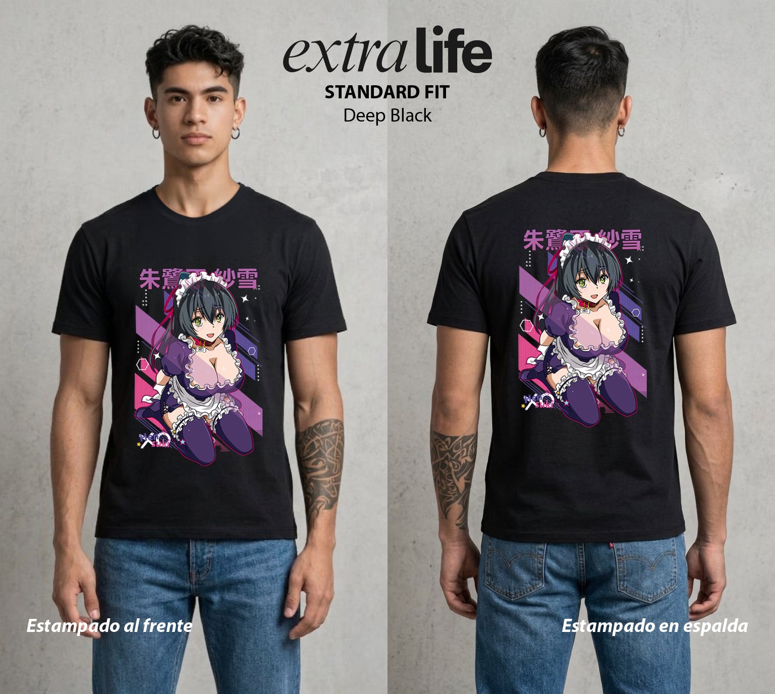 El Amor Secreto | Hensuki Sayuki Waifu del Corazon #01647 - Playera Standard Fit | Deep Black - Foto en modelo