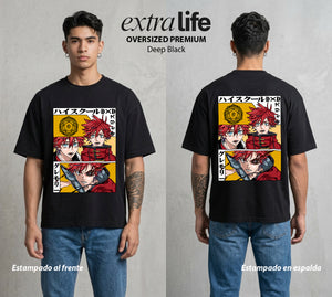 El Club del Diablo | High School Dxd Garith #01654 - Playera Oversized Premium | Deep Black - Foto en modelo