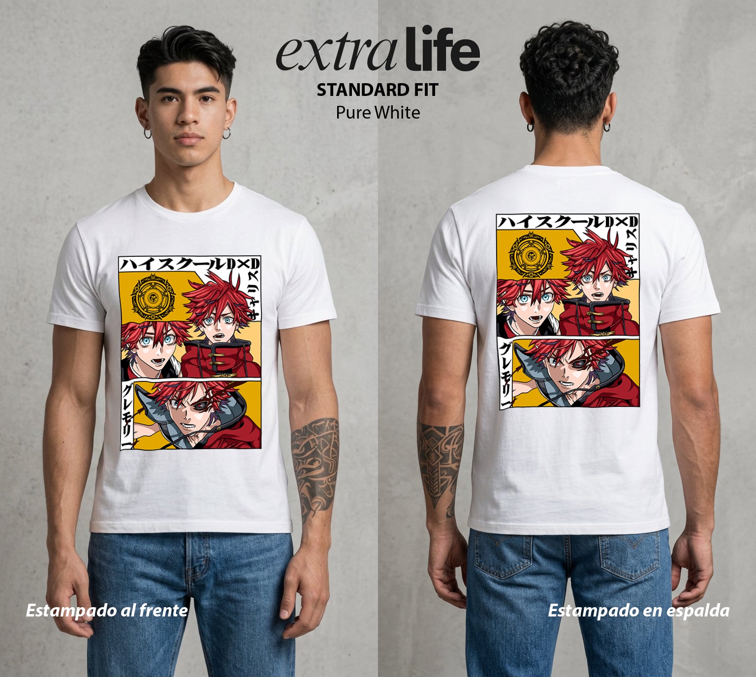 El Club del Diablo | High School Dxd Garith #01654 - Playera Standard Fit | Pure White - Foto en modelo