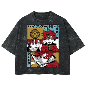 Playera streetwear premium de anime y gaming ExtraLife MX, corte boxy deluxe mineral wash heavyweight en color Acid Wash, moda urbana mexicana de culto.