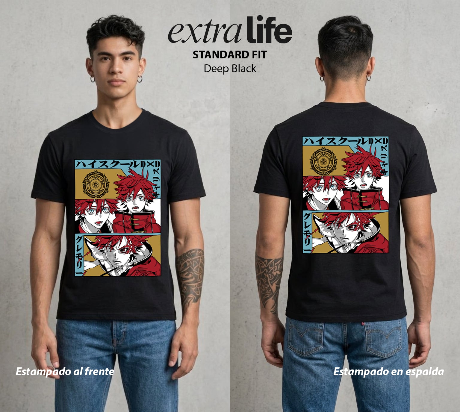 El Club del Diablo | High School Dxd Garith #01655 - Playera Standard Fit | Deep Black - Foto en modelo