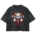 Playera streetwear premium de anime y gaming ExtraLife MX, corte boxy deluxe mineral wash heavyweight en color Acid Wash, moda urbana mexicana de culto.