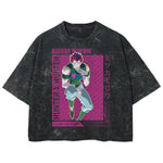 Playera streetwear premium de anime y gaming ExtraLife MX, corte boxy deluxe mineral wash heavyweight en color Acid Wash, moda urbana mexicana de culto.