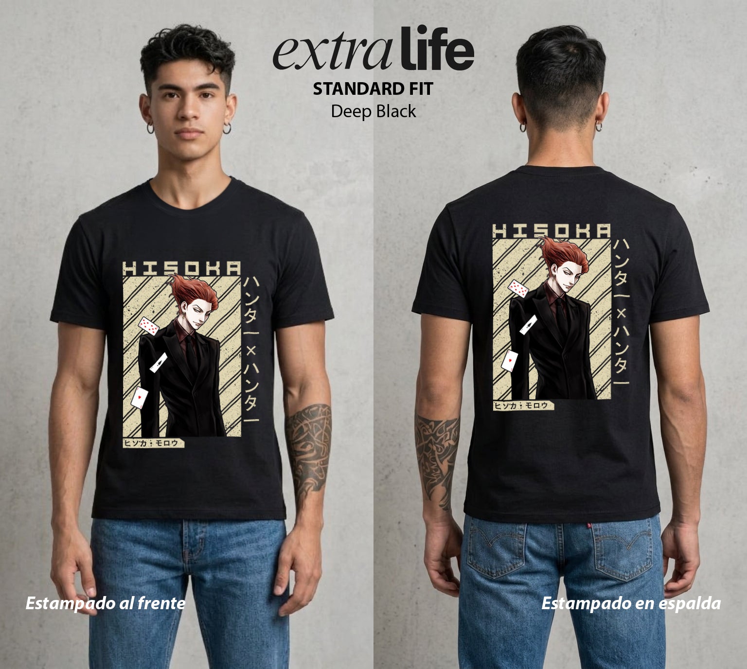 La Prueba del Cazador | La Carta del Jugador #01670 - Playera Standard Fit | Deep Black - Foto en modelo