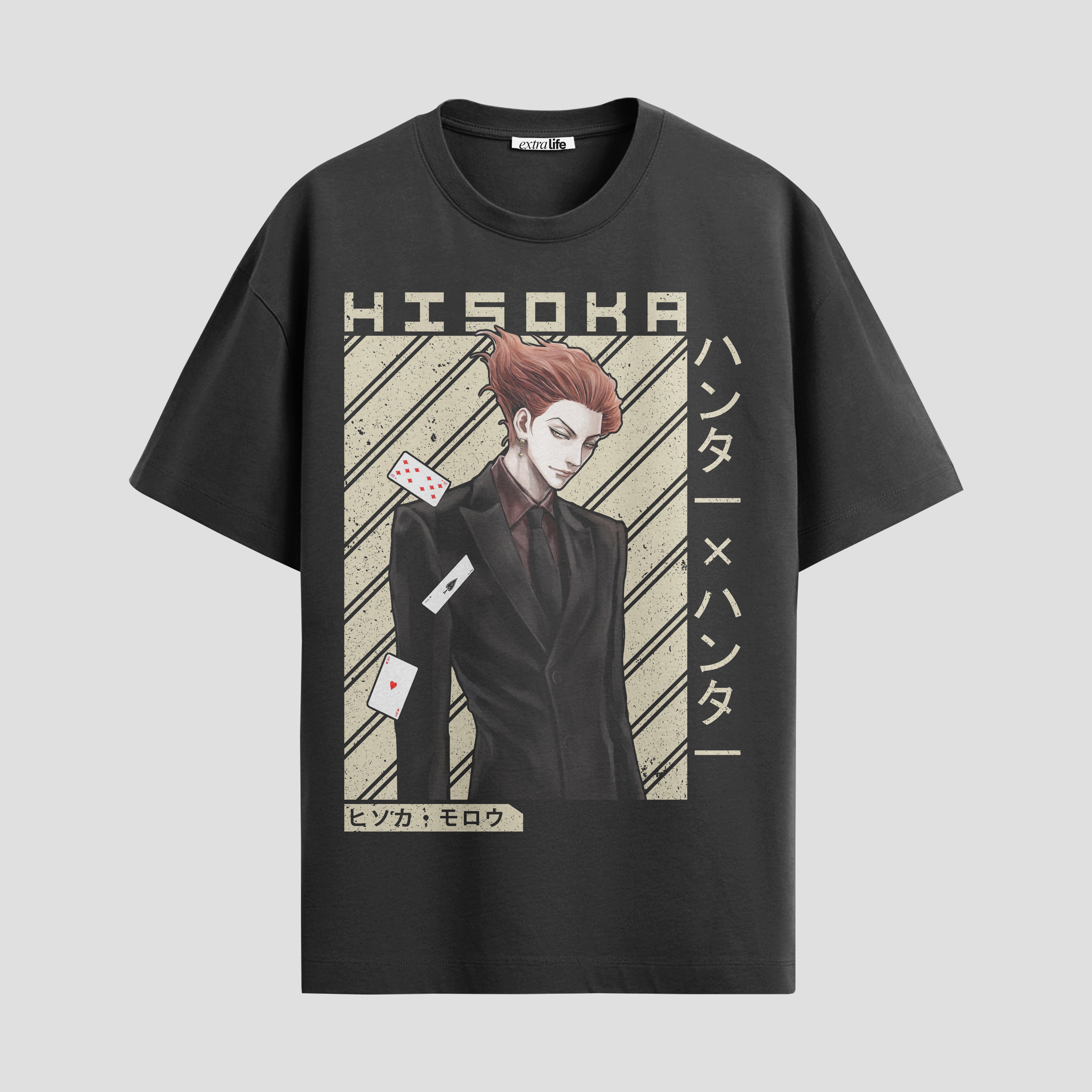 Playera urbana de anime y gaming ExtraLife MX, corte Standard Fit unisex ligero y transpirable en color Deep Black y Pure White, ropa de uso diario para gym y casual.