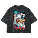 Playera streetwear premium de anime y gaming ExtraLife MX, corte boxy deluxe mineral wash heavyweight en color Acid Wash, moda urbana mexicana de culto.