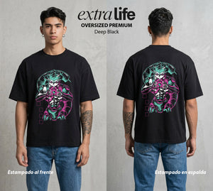 La Prueba del Cazador | El Rey de las Hormigas #01683 - Playera Oversized Premium | Deep Black - Foto en modelo