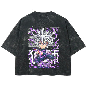 Playera streetwear premium de anime y gaming ExtraLife MX, corte boxy deluxe mineral wash heavyweight en color Acid Wash, moda urbana mexicana de culto.
