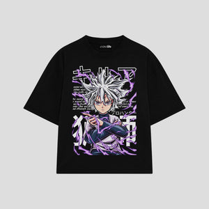Playera streetwear premium de anime y gaming ExtraLife MX, corte oversized drop shoulder ligero y fresco en color Deep Black y Off-White, moda urbana mexicana de culto.