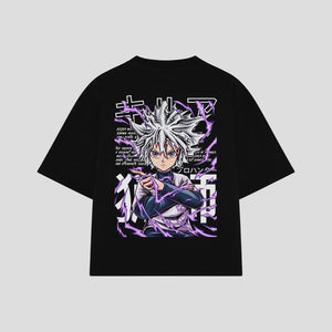 Playera streetwear premium de anime y gaming ExtraLife MX, corte oversized drop shoulder ligero y fresco en color Deep Black y Off-White, moda urbana mexicana de culto.