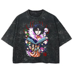Playera streetwear premium de anime y gaming ExtraLife MX, corte boxy deluxe mineral wash heavyweight en color Acid Wash, moda urbana mexicana de culto.