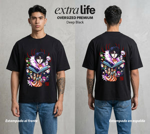 La Prueba del Cazador | El Grupo del Bien #01688 - Playera Oversized Premium | Deep Black - Foto en modelo