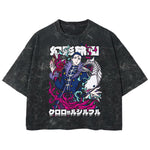 Playera streetwear premium de anime y gaming ExtraLife MX, corte boxy deluxe mineral wash heavyweight en color Acid Wash, moda urbana mexicana de culto.
