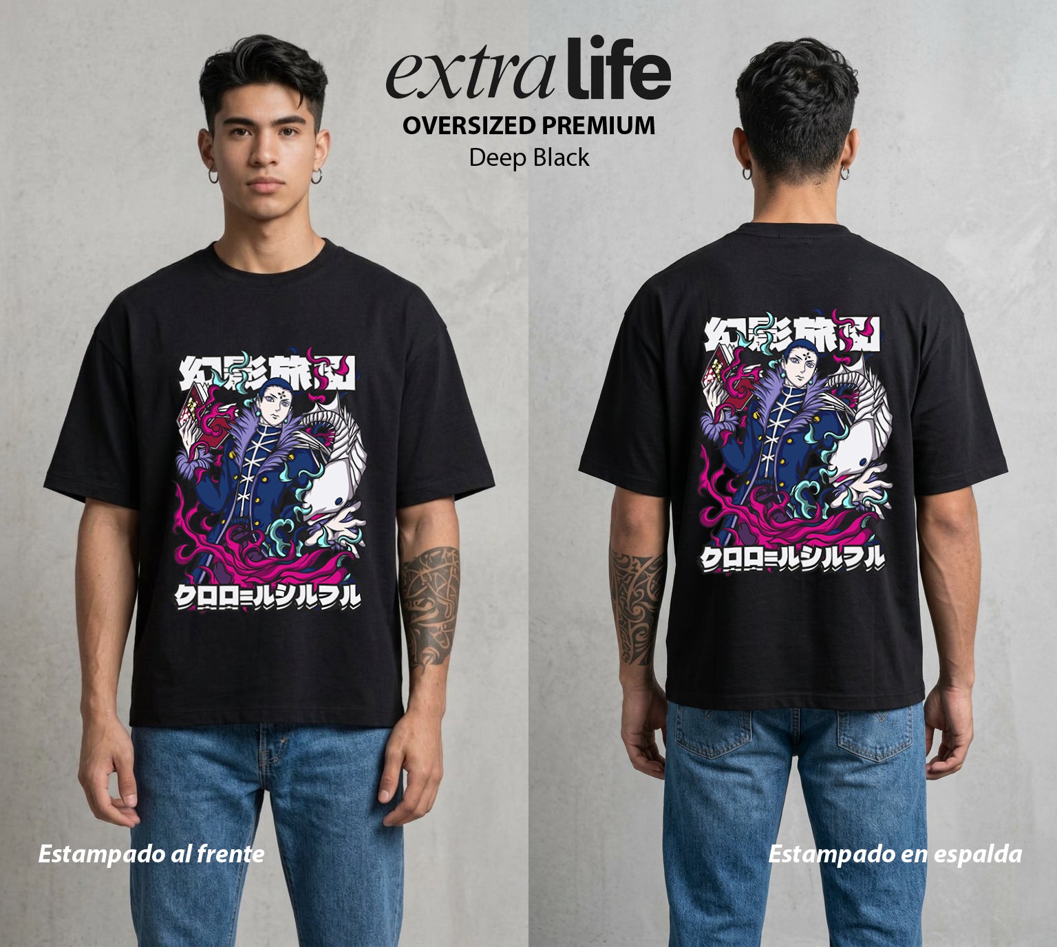 La Prueba del Cazador | El Jefe del Fantasma #01689 - Playera Oversized Premium | Deep Black - Foto en modelo