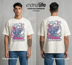 La Prueba del Cazador | El Jefe del Fantasma #01689 - Playera Oversized Premium | Off White - Foto en modelo