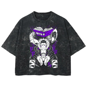Playera streetwear premium de anime y gaming ExtraLife MX, corte boxy deluxe mineral wash heavyweight en color Acid Wash, moda urbana mexicana de culto.