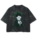 Playera streetwear premium de anime y gaming ExtraLife MX, corte boxy deluxe mineral wash heavyweight en color Acid Wash, moda urbana mexicana de culto.