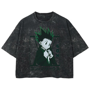 Playera streetwear premium de anime y gaming ExtraLife MX, corte boxy deluxe mineral wash heavyweight en color Acid Wash, moda urbana mexicana de culto.