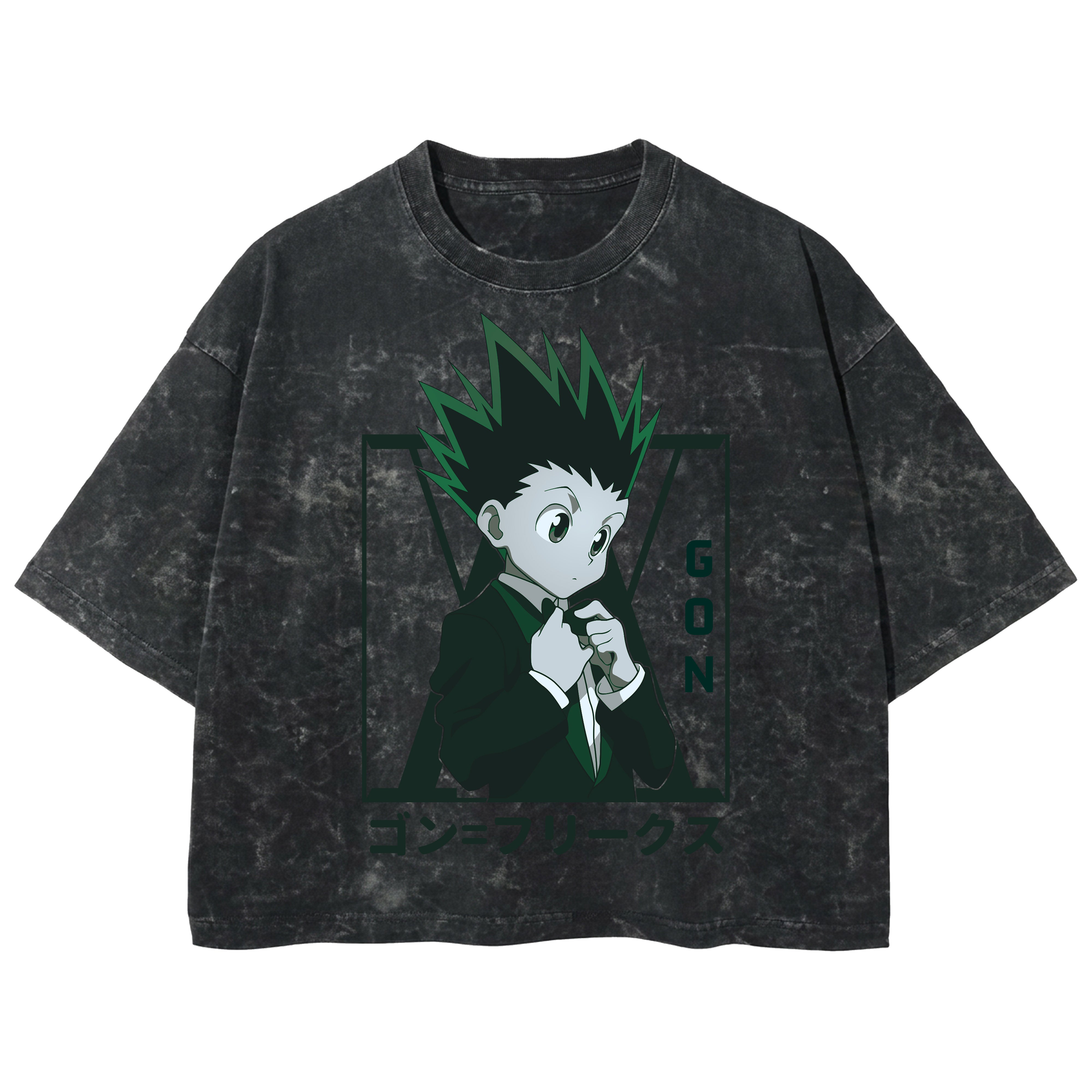 Playera streetwear premium de anime y gaming ExtraLife MX, corte boxy deluxe mineral wash heavyweight en color Acid Wash, moda urbana mexicana de culto.