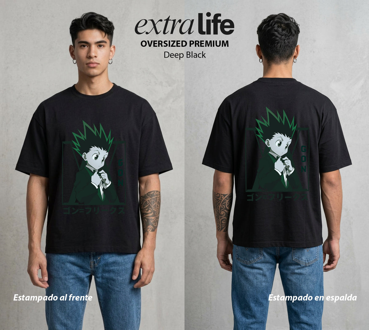 La Prueba del Cazador | La Alegria del Cazador #01692 - Playera Oversized Premium | Deep Black - Foto en modelo