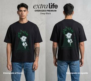 La Prueba del Cazador | La Alegria del Cazador #01692 - Playera Oversized Premium | Deep Black - Foto en modelo