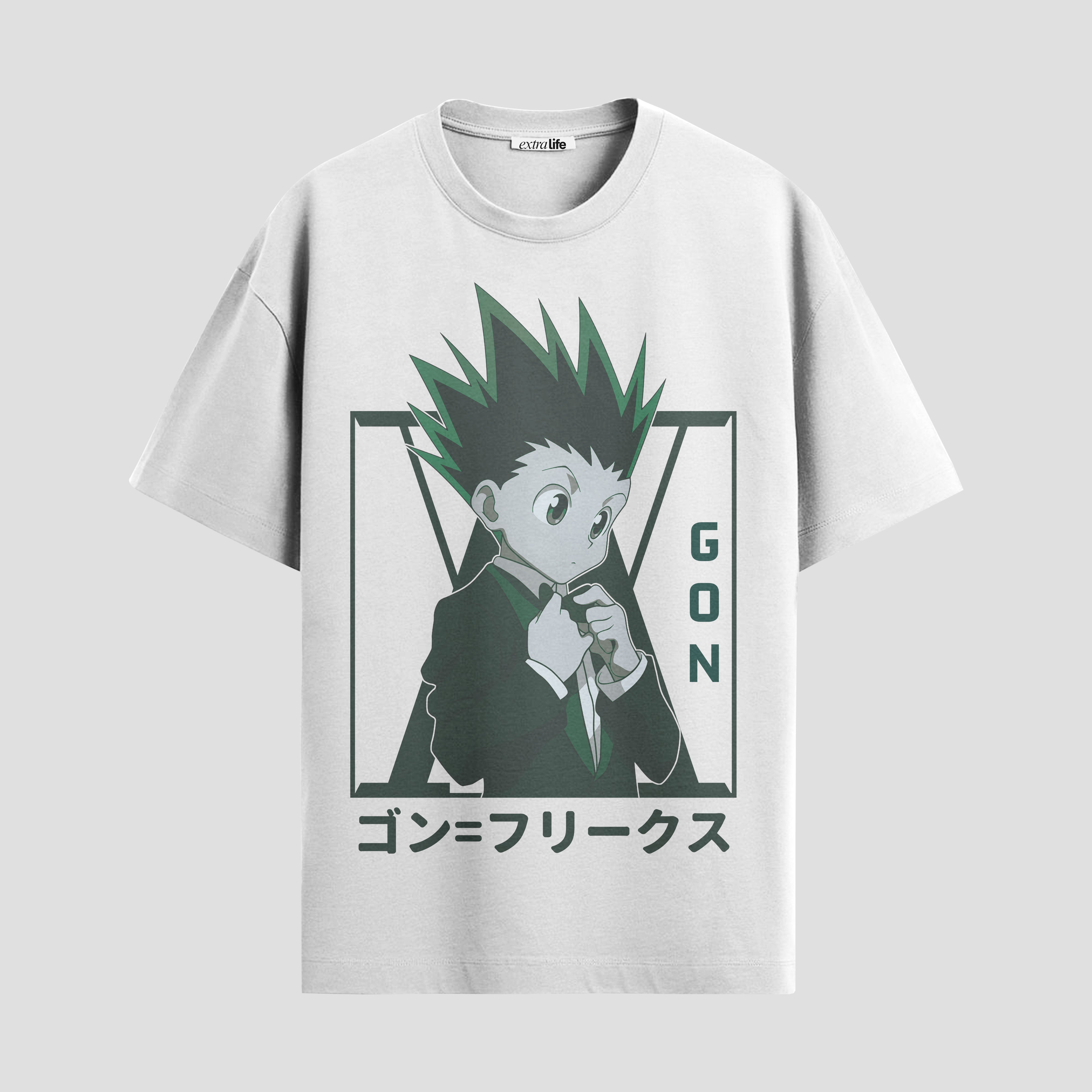 Playera urbana de anime y gaming ExtraLife MX, corte Standard Fit unisex ligero y transpirable en color Deep Black y Pure White, ropa de uso diario para gym y casual.