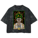 Playera streetwear premium de anime y gaming ExtraLife MX, corte boxy deluxe mineral wash heavyweight en color Acid Wash, moda urbana mexicana de culto.