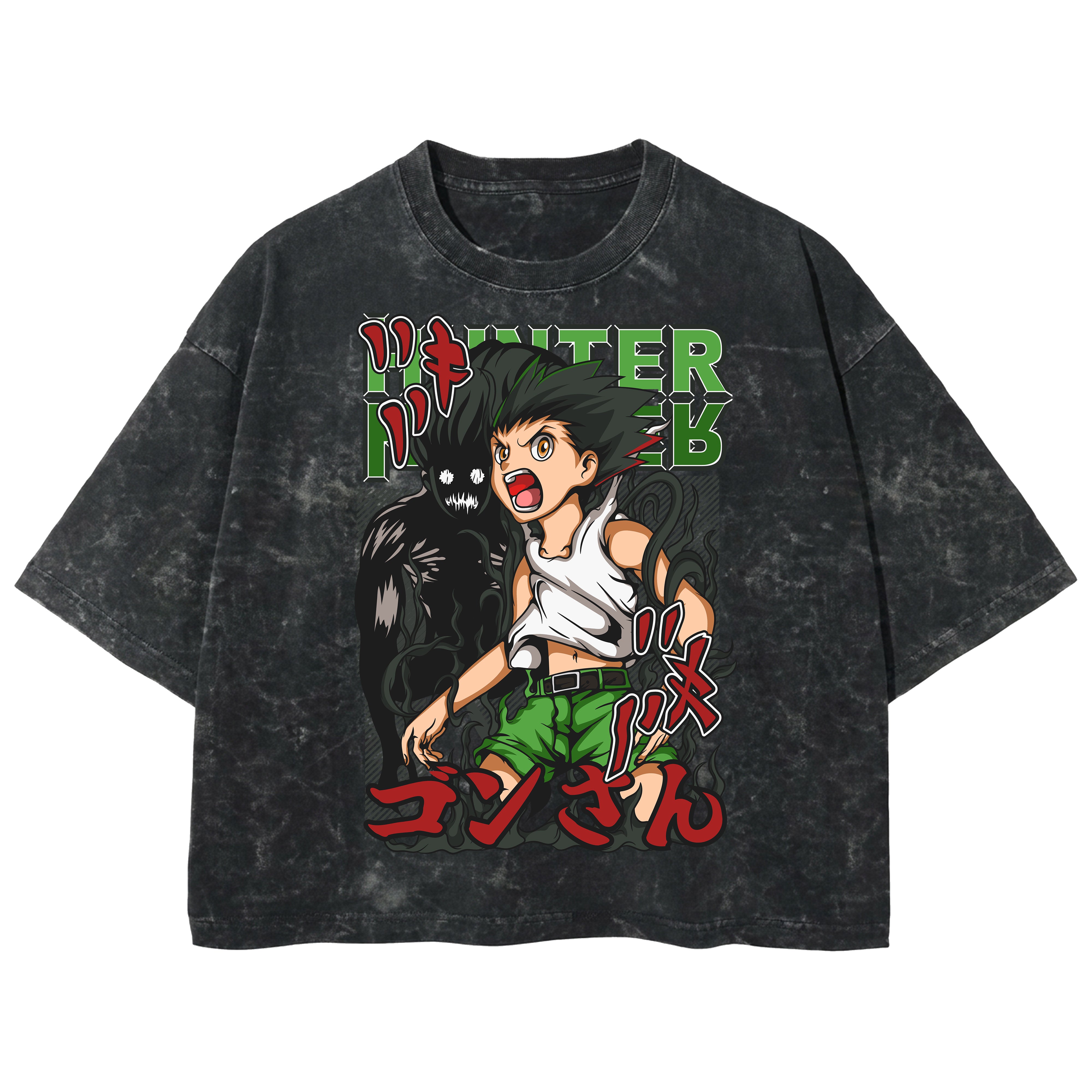 Playera streetwear premium de anime y gaming ExtraLife MX, corte boxy deluxe mineral wash heavyweight en color Acid Wash, moda urbana mexicana de culto.