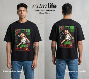 La Prueba del Cazador | Amistad y Aventura #01694 - Playera Oversized Premium | Deep Black - Foto en modelo