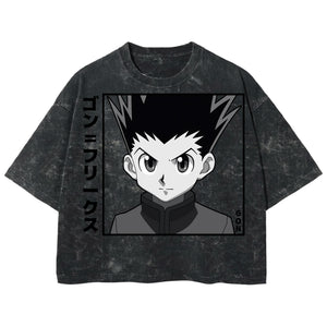 Playera streetwear premium de anime y gaming ExtraLife MX, corte boxy deluxe mineral wash heavyweight en color Acid Wash, moda urbana mexicana de culto.