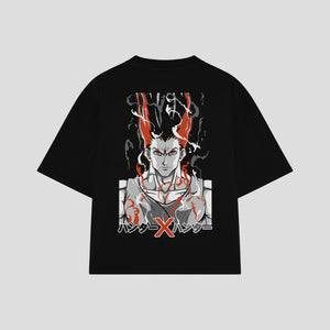 Playera streetwear premium de anime y gaming ExtraLife MX, corte oversized drop shoulder ligero y fresco en color Deep Black y Off-White, moda urbana mexicana de culto.