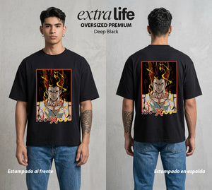 La Prueba del Cazador | El Niño de la Isla #01699 - Playera Oversized Premium | Deep Black - Foto en modelo