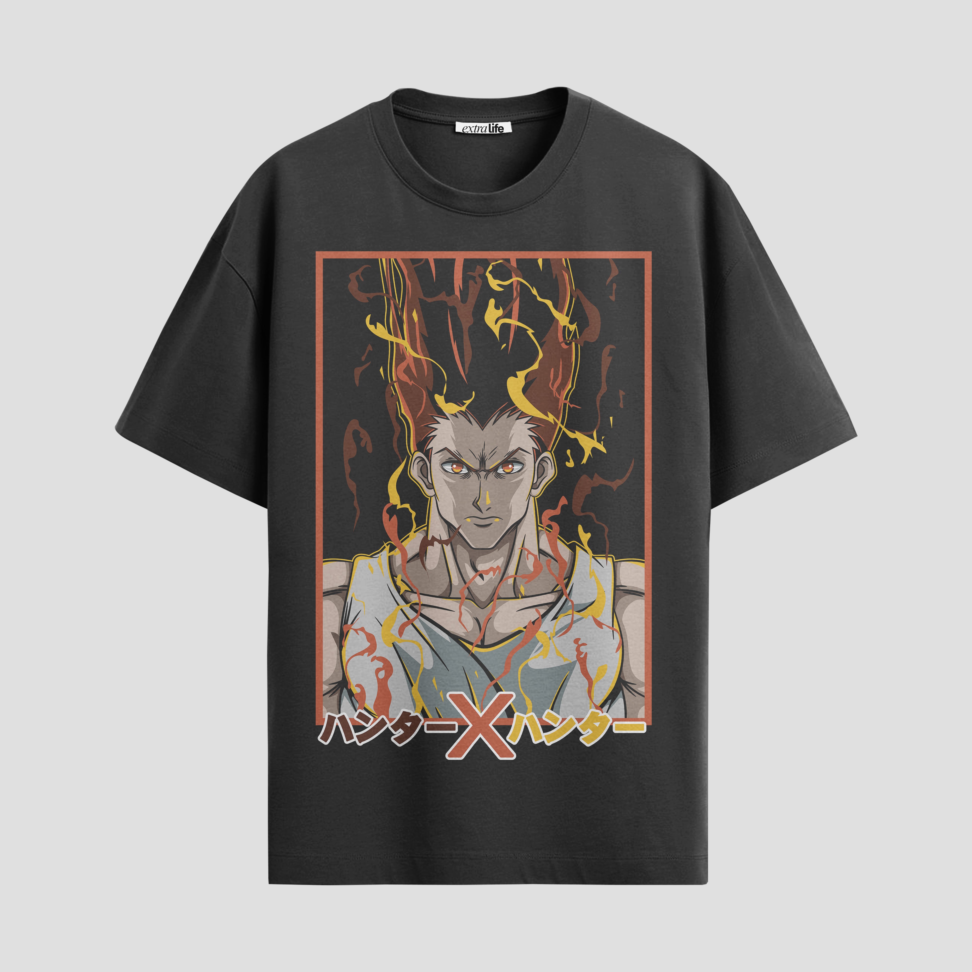 Playera urbana de anime y gaming ExtraLife MX, corte Standard Fit unisex ligero y transpirable en color Deep Black y Pure White, ropa de uso diario para gym y casual.