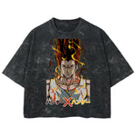 Playera streetwear premium de anime y gaming ExtraLife MX, corte boxy deluxe mineral wash heavyweight en color Acid Wash, moda urbana mexicana de culto.