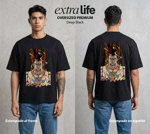 La Prueba del Cazador | Amistad y Aventura #01700 - Playera Oversized Premium | Deep Black - Foto en modelo