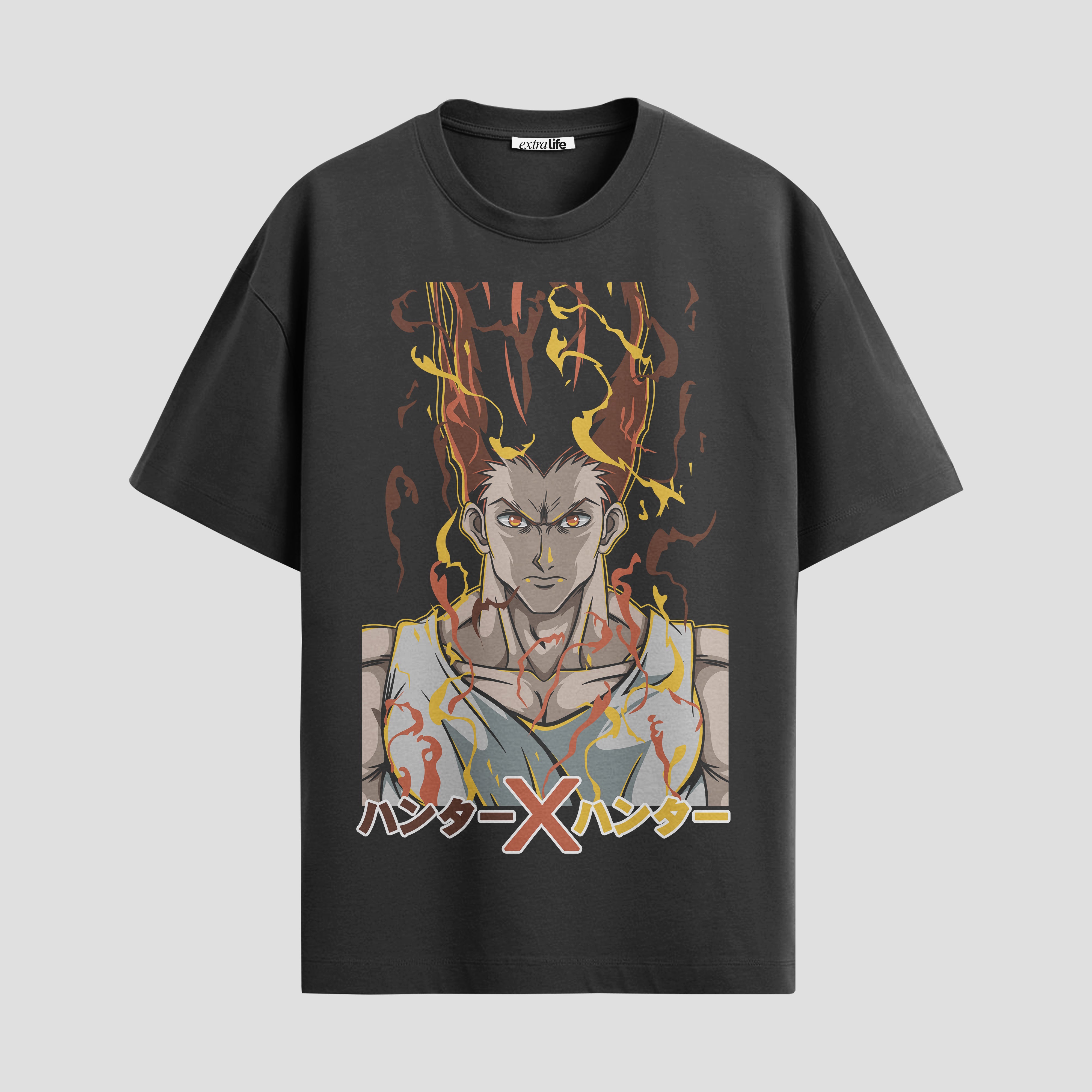 Playera urbana de anime y gaming ExtraLife MX, corte Standard Fit unisex ligero y transpirable en color Deep Black y Pure White, ropa de uso diario para gym y casual.