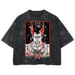 Playera streetwear premium de anime y gaming ExtraLife MX, corte boxy deluxe mineral wash heavyweight en color Acid Wash, moda urbana mexicana de culto.
