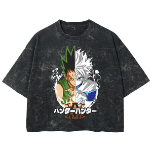 Playera streetwear premium de anime y gaming ExtraLife MX, corte boxy deluxe mineral wash heavyweight en color Acid Wash, moda urbana mexicana de culto.