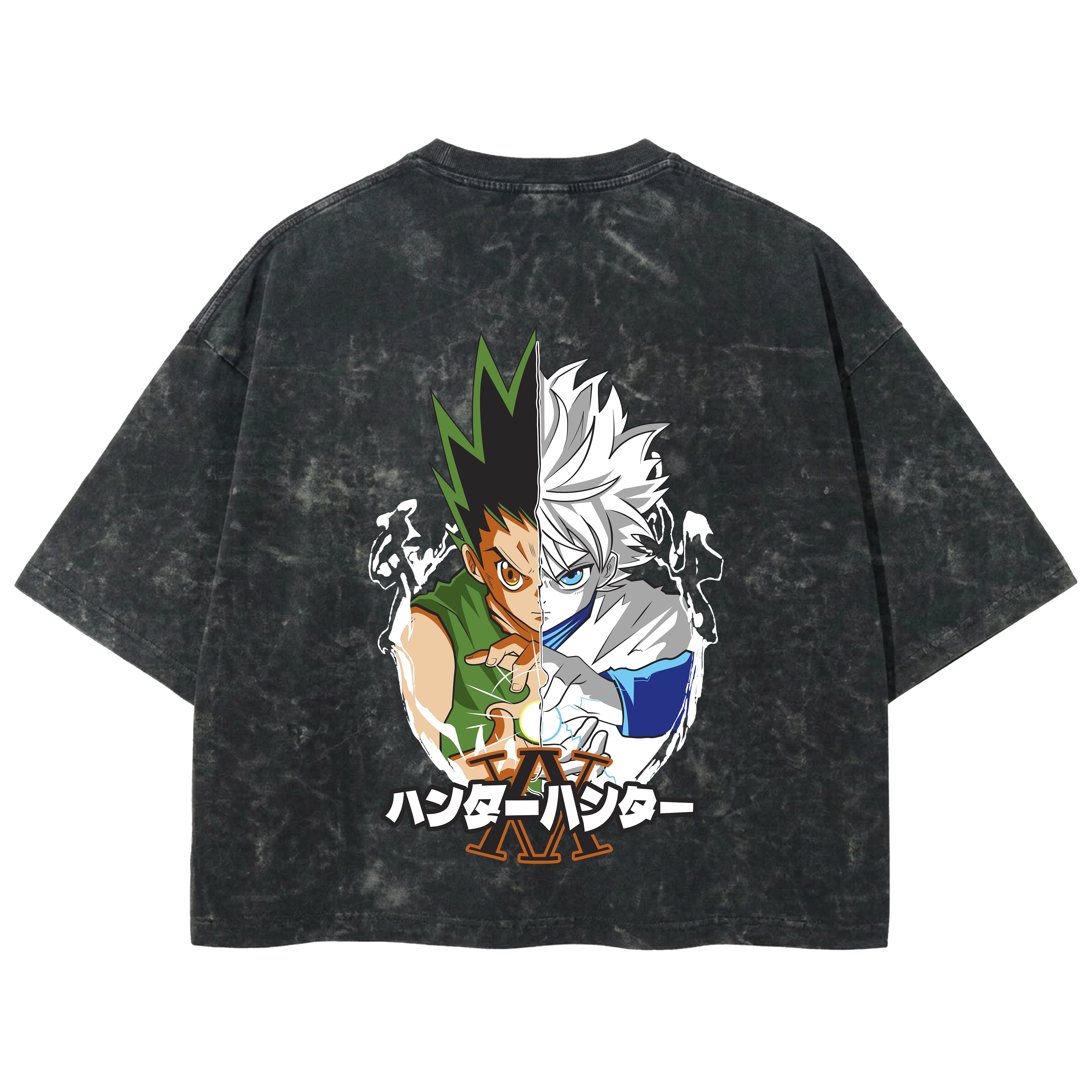 Playera streetwear premium de anime y gaming ExtraLife MX, corte boxy deluxe mineral wash heavyweight en color Acid Wash, moda urbana mexicana de culto.