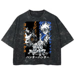 Playera streetwear premium de anime y gaming ExtraLife MX, corte boxy deluxe mineral wash heavyweight en color Acid Wash, moda urbana mexicana de culto.