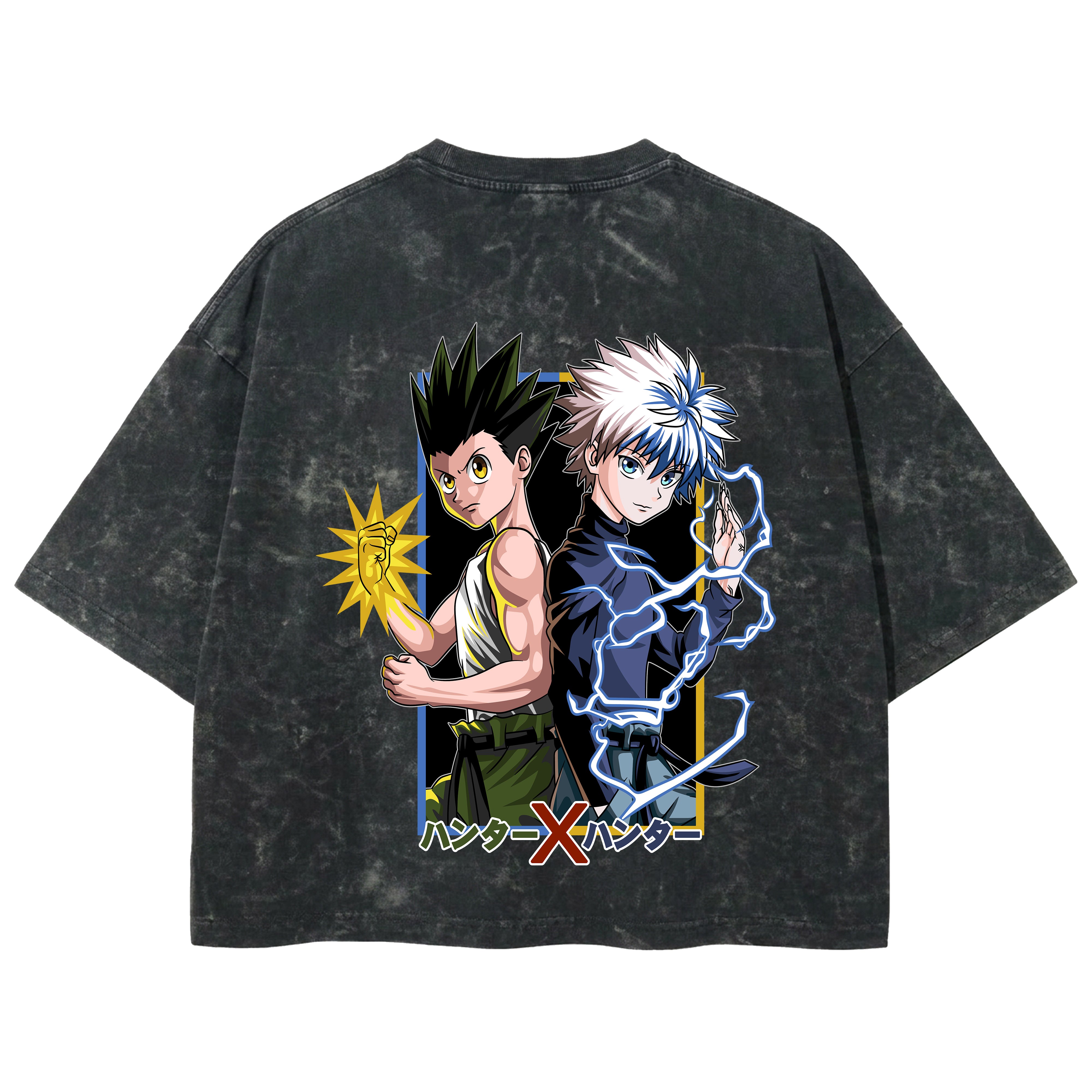 Playera streetwear premium de anime y gaming ExtraLife MX, corte boxy deluxe mineral wash heavyweight en color Acid Wash, moda urbana mexicana de culto.