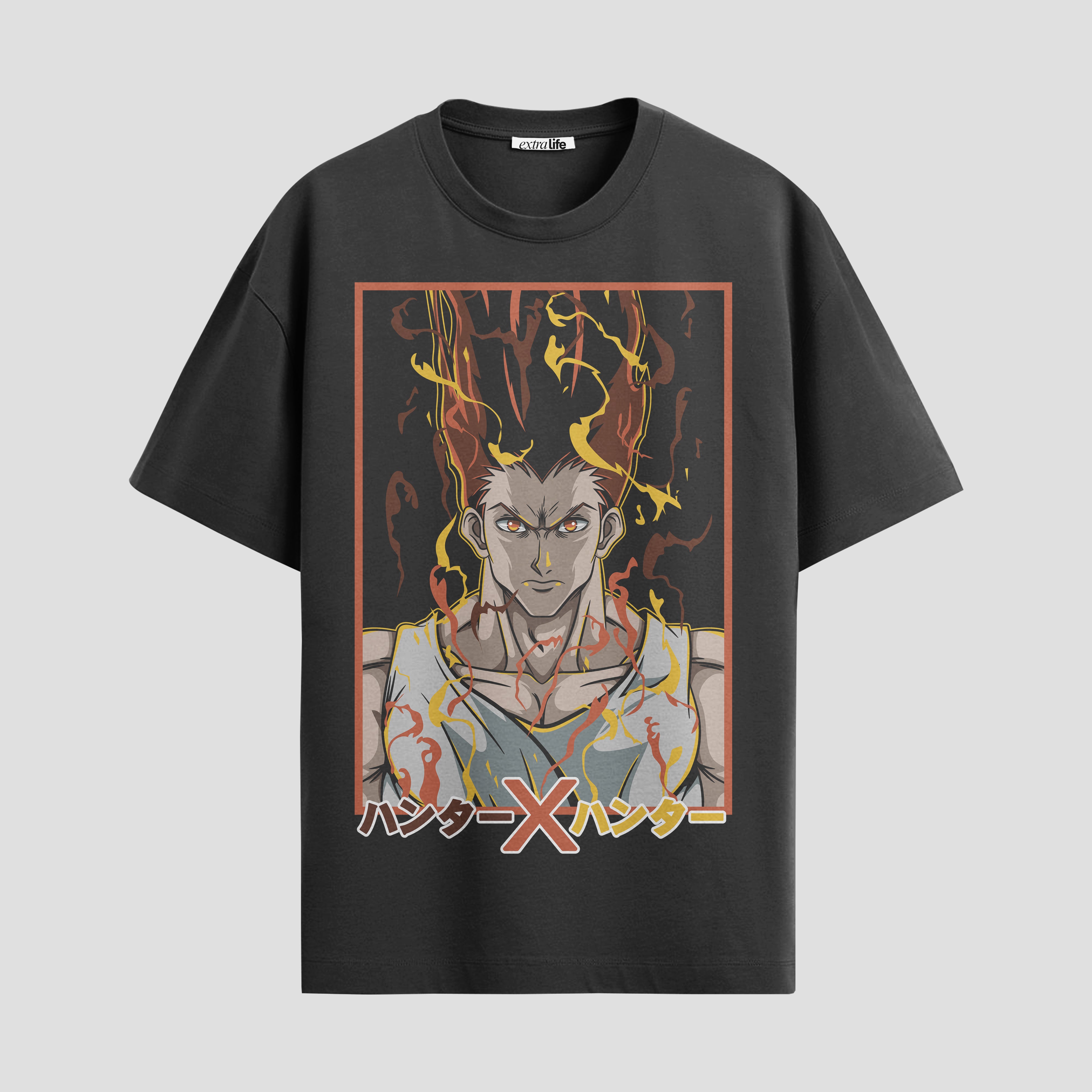 Playera urbana de anime y gaming ExtraLife MX, corte Standard Fit unisex ligero y transpirable en color Deep Black y Pure White, ropa de uso diario para gym y casual.