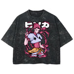 Playera streetwear premium de anime y gaming ExtraLife MX, corte boxy deluxe mineral wash heavyweight en color Acid Wash, moda urbana mexicana de culto.