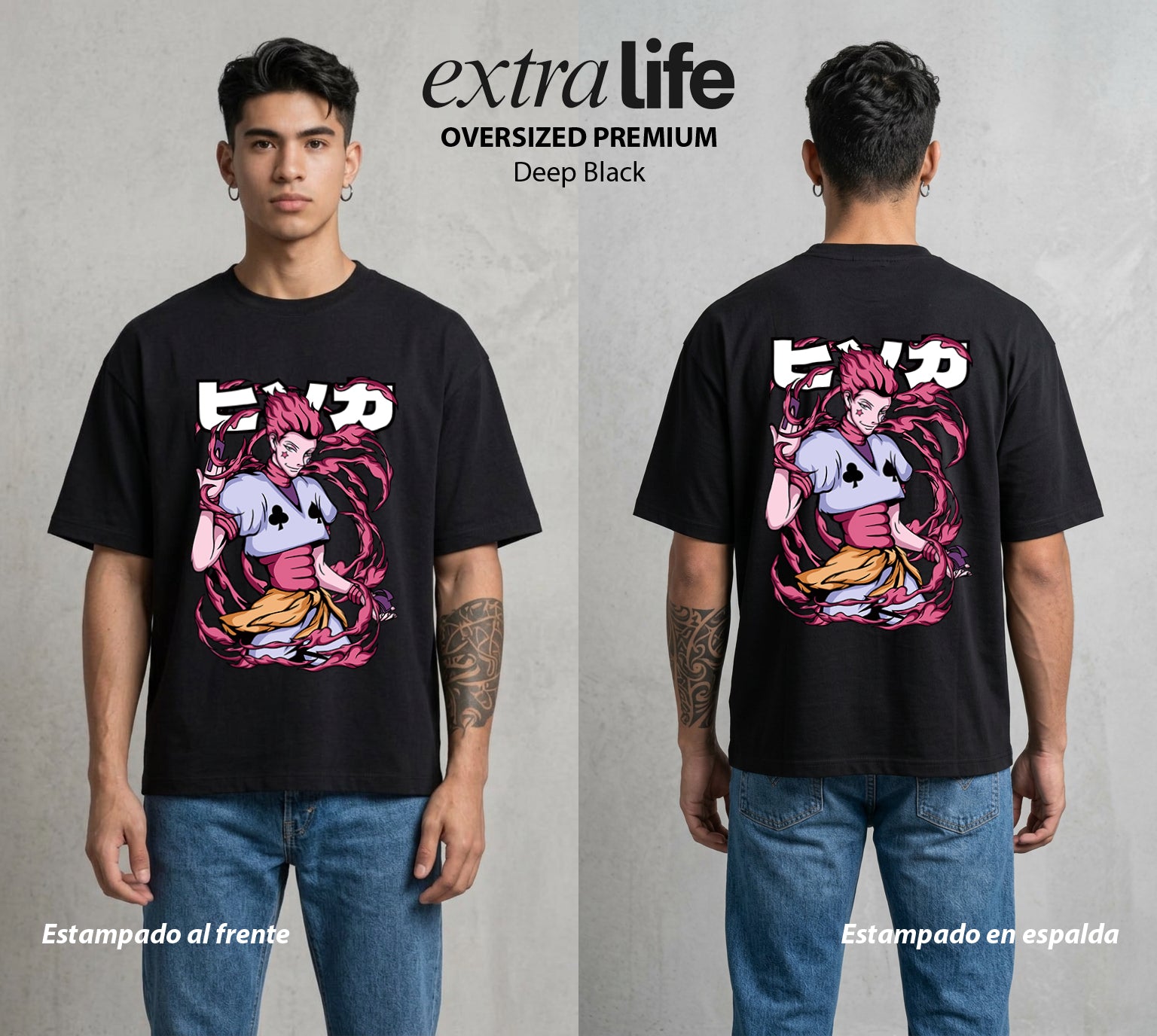 La Prueba del Cazador | Magia y Sangre #01707 - Playera Oversized Premium | Deep Black - Foto en modelo