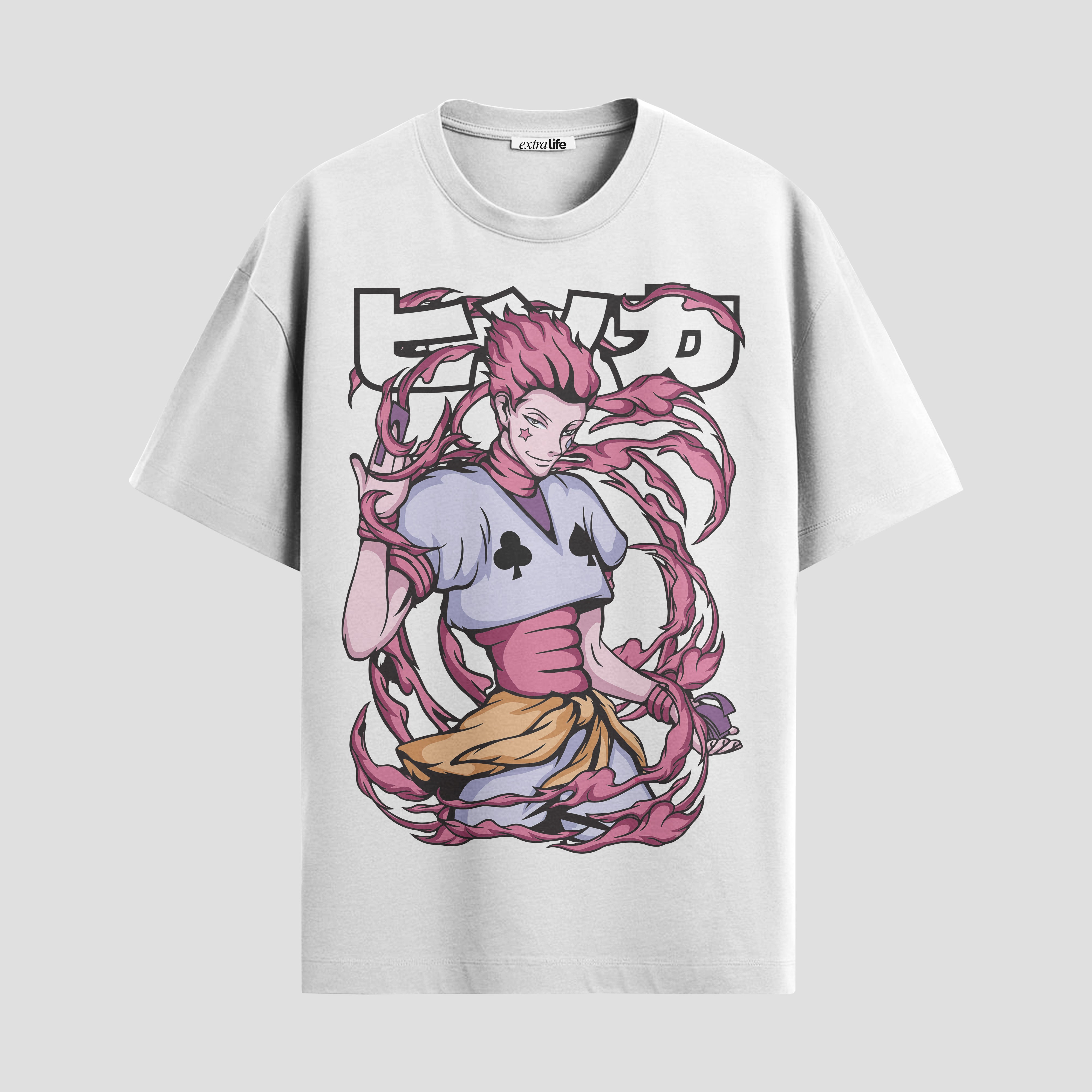 Playera urbana de anime y gaming ExtraLife MX, corte Standard Fit unisex ligero y transpirable en color Deep Black y Pure White, ropa de uso diario para gym y casual.