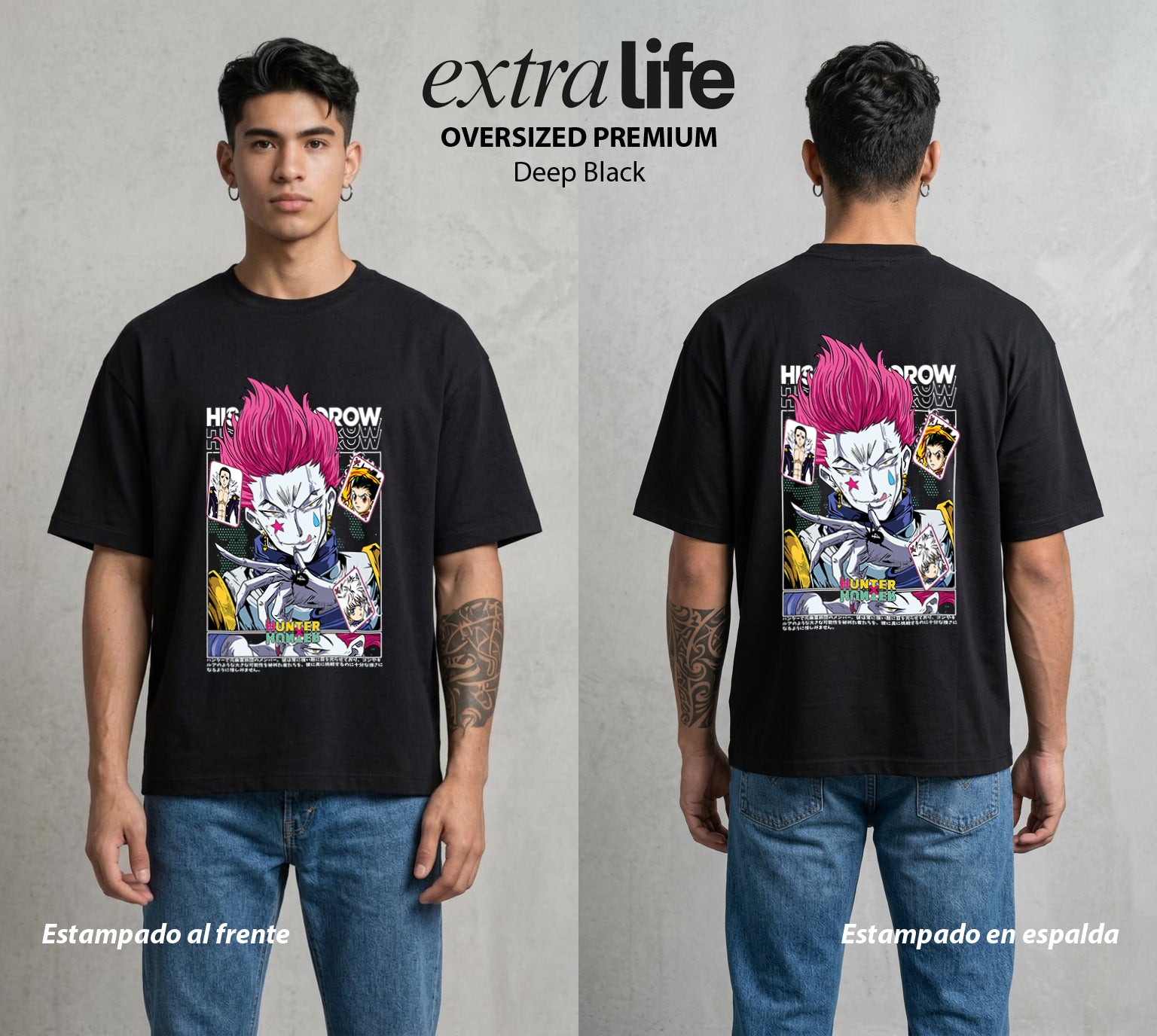 La Prueba del Cazador | La Carta del Jugador #01708 - Playera Oversized Premium | Deep Black - Foto en modelo